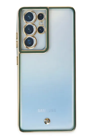 Newface Samsung Galaxy S21 Ultra Kılıf Liva Lens Silikon - Yeşil resmi