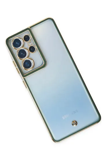 Newface Samsung Galaxy S21 Ultra Kılıf Liva Lens Silikon - Yeşil resmi