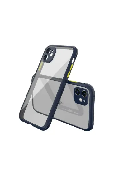 Newface iPhone 12 Mini Kılıf Miami Şeffaf Silikon - Lacivert resmi