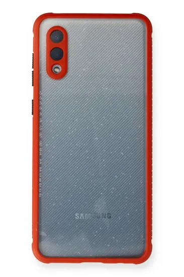 Newface Samsung Galaxy A02 Kılıf Miami Şeffaf Silikon - Kırmızı resmi