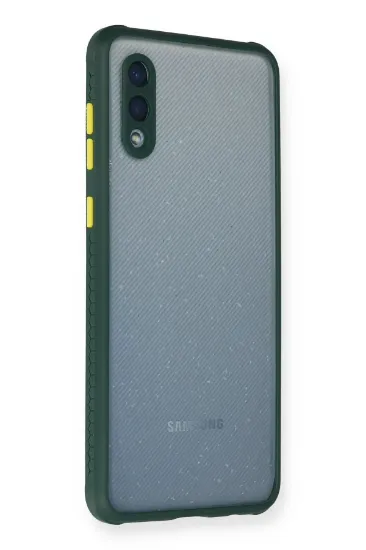 Newface Samsung Galaxy A02 Kılıf Miami Şeffaf Silikon - Koyu Yeşil resmi