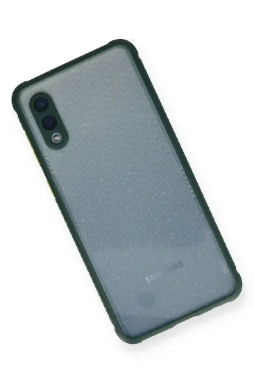 Newface Samsung Galaxy A02 Kılıf Miami Şeffaf Silikon - Koyu Yeşil resmi