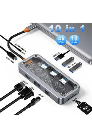 Newface Dönüştürücü 10in1 Hub SW10V - Gri resmi