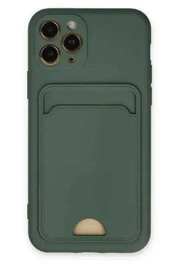 Newface iPhone 11 Pro Kılıf Kelvin Kartvizitli Silikon - Koyu Yeşil resmi