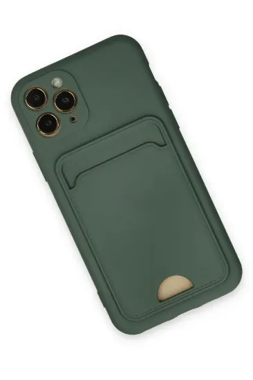 Newface iPhone 11 Pro Kılıf Kelvin Kartvizitli Silikon - Koyu Yeşil resmi