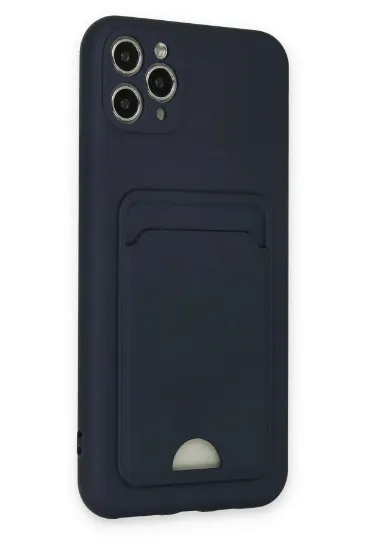 Newface iPhone 11 Pro Max Kılıf Kelvin Kartvizitli Silikon - Lacivert resmi