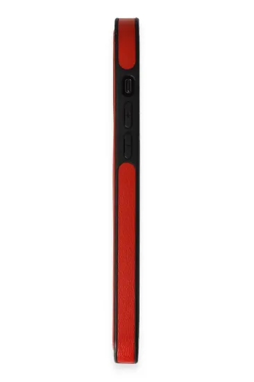 Newface iPhone 14 Pro Kılıf Ozzi Magsafe Deri Kapak - Kırmızı resmi