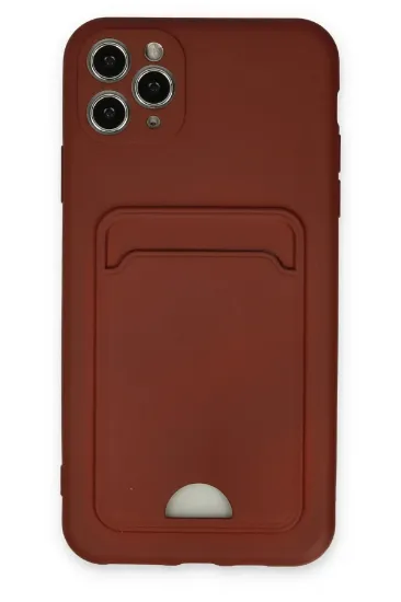 Newface iPhone 11 Pro Max Kılıf Kelvin Kartvizitli Silikon - Bordo resmi