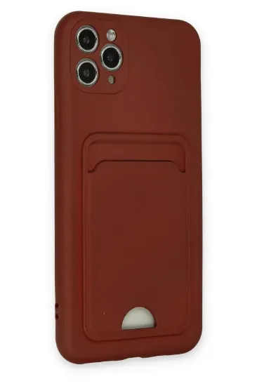 Newface iPhone 11 Pro Max Kılıf Kelvin Kartvizitli Silikon - Bordo resmi