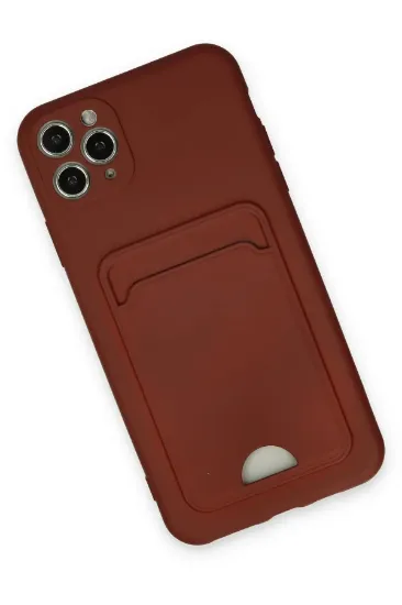 Newface iPhone 11 Pro Max Kılıf Kelvin Kartvizitli Silikon - Bordo resmi