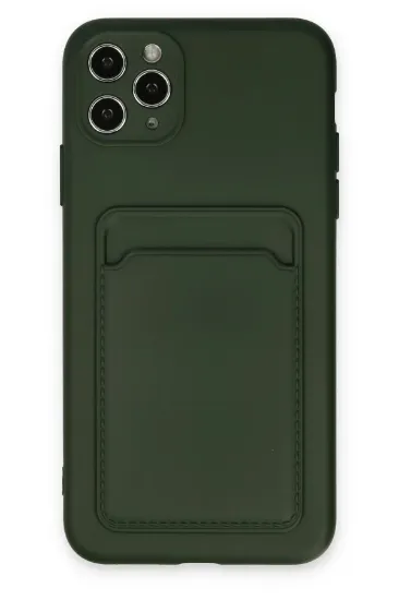 Newface iPhone 11 Pro Max Kılıf Kelvin Kartvizitli Silikon - Koyu Yeşil resmi