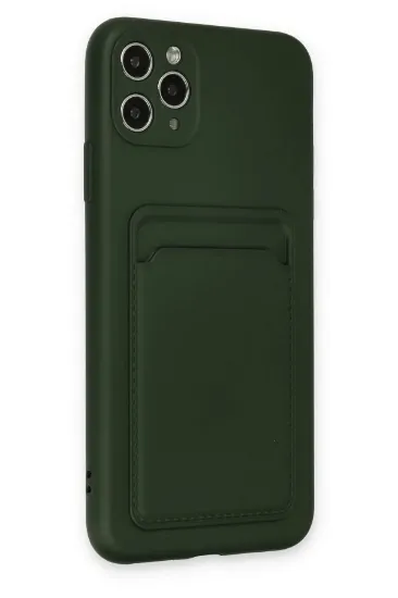Newface iPhone 11 Pro Max Kılıf Kelvin Kartvizitli Silikon - Koyu Yeşil resmi