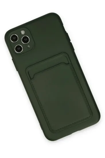 Newface iPhone 11 Pro Max Kılıf Kelvin Kartvizitli Silikon - Koyu Yeşil resmi