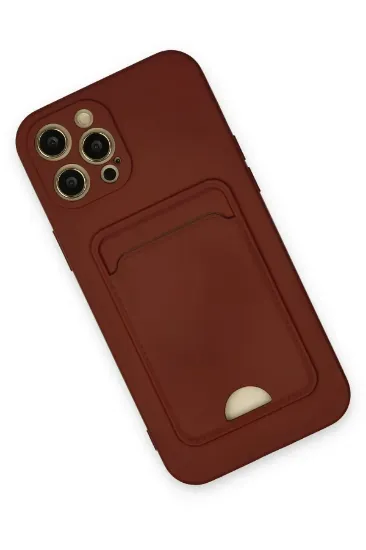Newface iPhone 12 Pro Max Kılıf Kelvin Kartvizitli Silikon - Bordo resmi