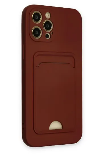 Newface iPhone 12 Pro Max Kılıf Kelvin Kartvizitli Silikon - Bordo resmi
