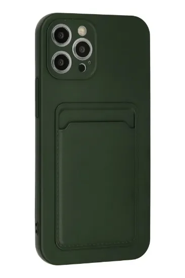Newface iPhone 12 Pro Max Kılıf Kelvin Kartvizitli Silikon - Koyu Yeşil resmi