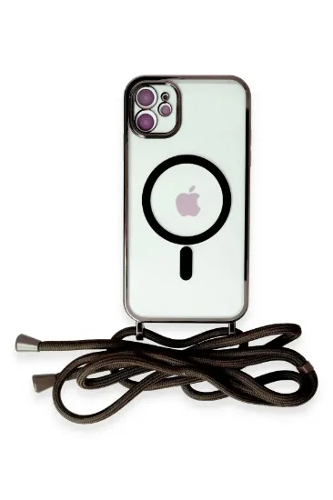 Newface iPhone 11 Kılıf Divo Lazer Askılı Magsafe Kapak - Siyah resmi