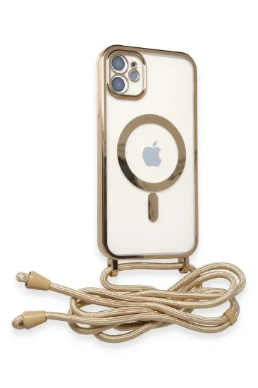 Newface iPhone 11 Kılıf Divo Lazer Askılı Magsafe Kapak - Gold resmi