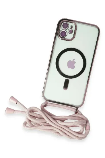 Newface iPhone 11 Kılıf Divo Lazer Askılı Magsafe Kapak - Pembe resmi
