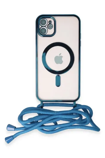 Newface iPhone 11 Kılıf Divo Lazer Askılı Magsafe Kapak - Sierra Blue resmi