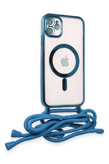 Newface iPhone 11 Kılıf Divo Lazer Askılı Magsafe Kapak - Sierra Blue resmi