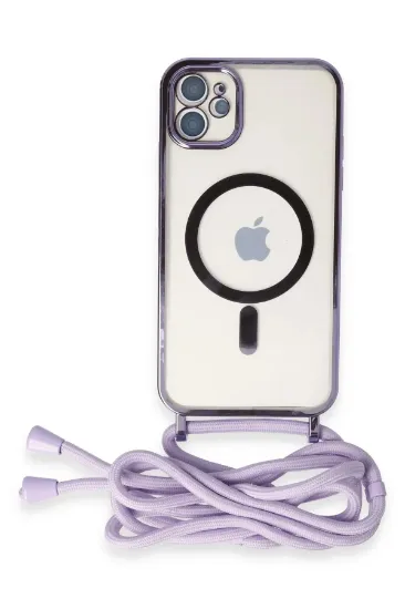 Newface iPhone 11 Kılıf Divo Lazer Askılı Magsafe Kapak - Lila resmi