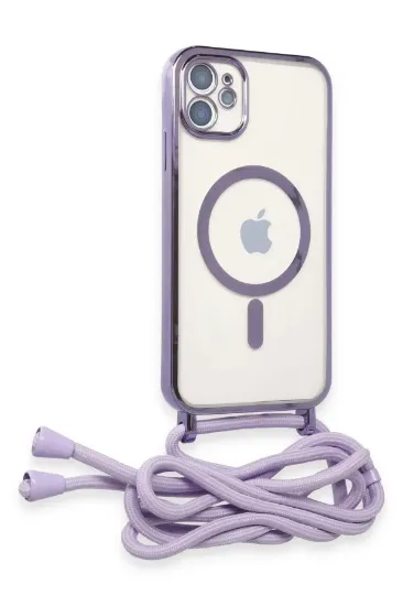 Newface iPhone 11 Kılıf Divo Lazer Askılı Magsafe Kapak - Lila resmi