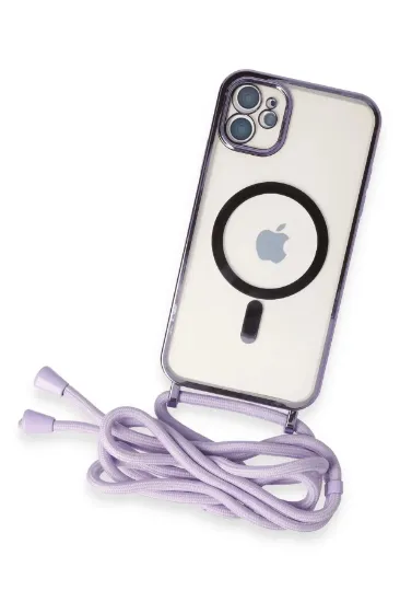 Newface iPhone 11 Kılıf Divo Lazer Askılı Magsafe Kapak - Lila resmi