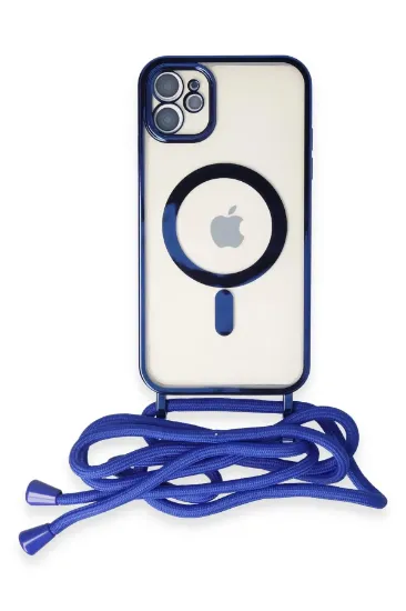 Newface iPhone 11 Kılıf Divo Lazer Askılı Magsafe Kapak - Mavi resmi