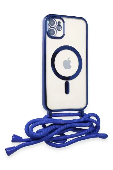 Newface iPhone 11 Kılıf Divo Lazer Askılı Magsafe Kapak - Mavi resmi