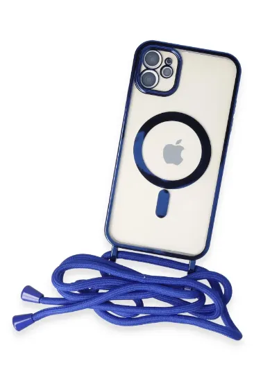 Newface iPhone 11 Kılıf Divo Lazer Askılı Magsafe Kapak - Mavi resmi