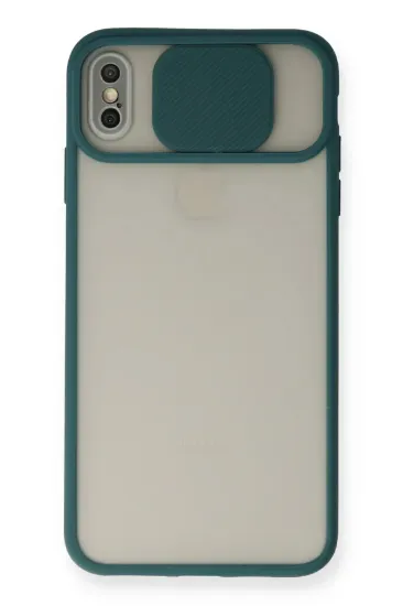 Newface iPhone X Kılıf Palm Buzlu Kamera Sürgülü Silikon - Yeşil resmi