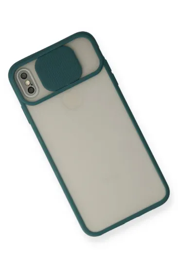 Newface iPhone X Kılıf Palm Buzlu Kamera Sürgülü Silikon - Yeşil resmi