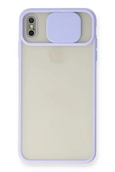 Newface iPhone X Kılıf Palm Buzlu Kamera Sürgülü Silikon - Lila resmi