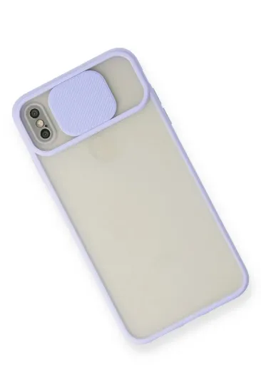 Newface iPhone X Kılıf Palm Buzlu Kamera Sürgülü Silikon - Lila resmi