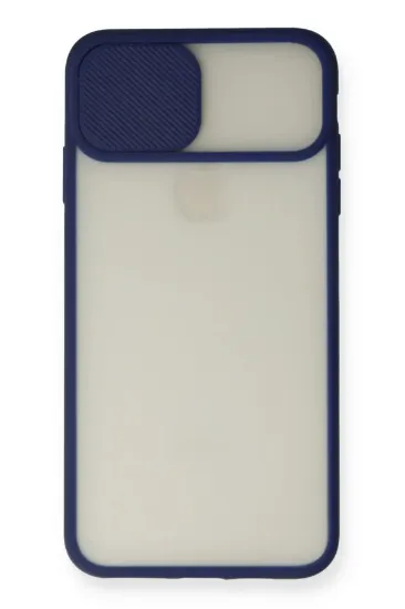 Newface iPhone X Kılıf Palm Buzlu Kamera Sürgülü Silikon - Lacivert resmi