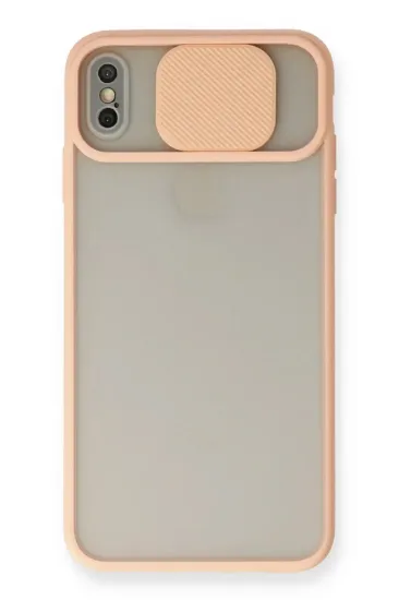 Newface iPhone X Kılıf Palm Buzlu Kamera Sürgülü Silikon - Pembe resmi