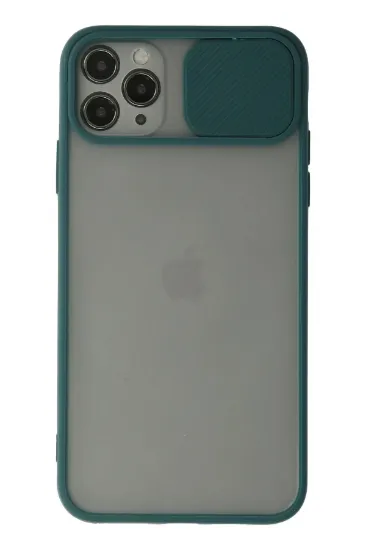 Newface iPhone 11 Pro Kılıf Palm Buzlu Kamera Sürgülü Silikon - Yeşil resmi