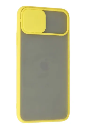 Newface iPhone 11 Pro Kılıf Palm Buzlu Kamera Sürgülü Silikon - Sarı resmi