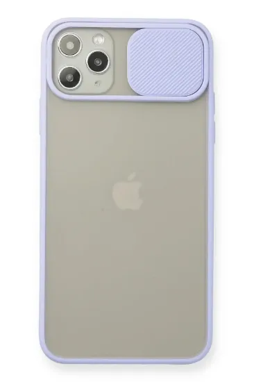 Newface iPhone 11 Pro Max Kılıf Palm Buzlu Kamera Sürgülü Silikon - Lila resmi