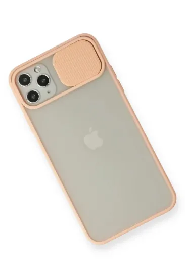 Newface iPhone 11 Pro Max Kılıf Palm Buzlu Kamera Sürgülü Silikon - Pembe resmi