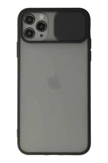 Newface iPhone 11 Pro Max Kılıf Palm Buzlu Kamera Sürgülü Silikon - Siyah resmi