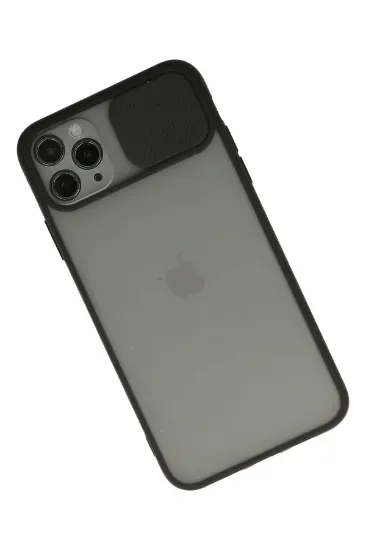 Newface iPhone 11 Pro Max Kılıf Palm Buzlu Kamera Sürgülü Silikon - Siyah resmi