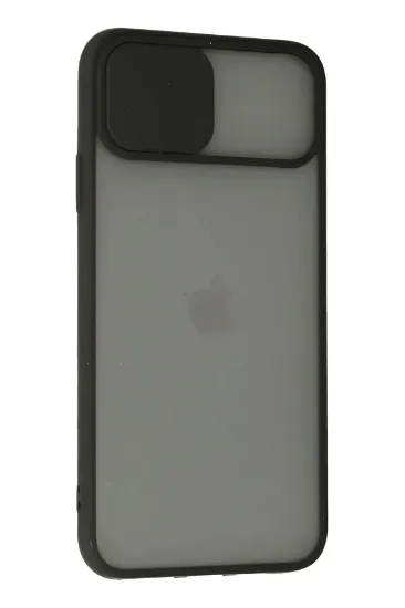Newface iPhone 11 Pro Max Kılıf Palm Buzlu Kamera Sürgülü Silikon - Siyah resmi