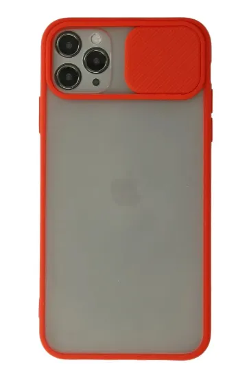 Newface iPhone 11 Pro Max Kılıf Palm Buzlu Kamera Sürgülü Silikon - Kırmızı resmi