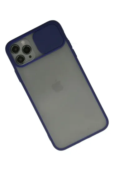 Newface iPhone 11 Pro Max Kılıf Palm Buzlu Kamera Sürgülü Silikon - Lacivert resmi