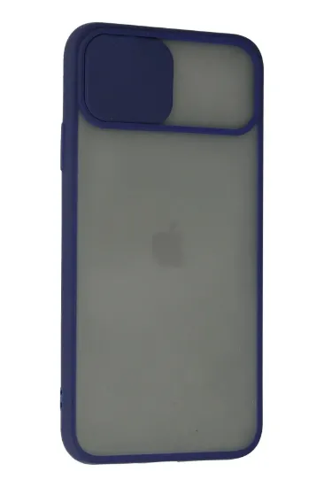 Newface iPhone 11 Pro Max Kılıf Palm Buzlu Kamera Sürgülü Silikon - Lacivert resmi