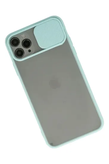 Newface iPhone 11 Pro Max Kılıf Palm Buzlu Kamera Sürgülü Silikon - Turkuaz resmi