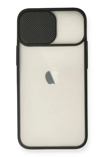 Newface iPhone 12 Mini Kılıf Palm Buzlu Kamera Sürgülü Silikon - Siyah resmi