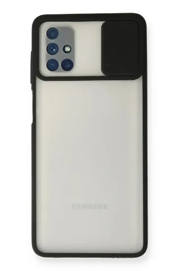 Newface Samsung Galaxy M51 Kılıf Palm Buzlu Kamera Sürgülü Silikon - Siyah resmi